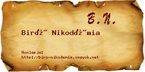 Biró Nikodémia névjegykártya